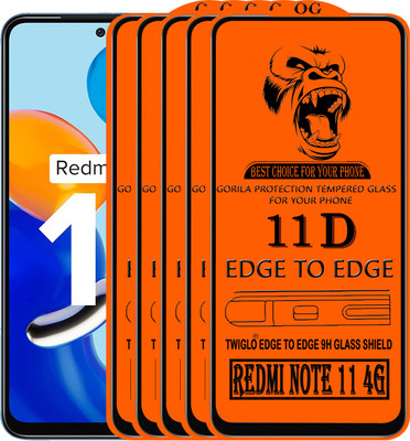 TWIGLO Edge To Edge Tempered Glass for REDMI NOTE 11 4G(Pack of 5)
