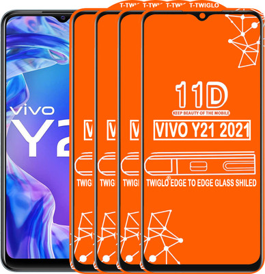 TWIGLO Edge To Edge Tempered Glass for VIVO Y21 2021(Pack of 4)