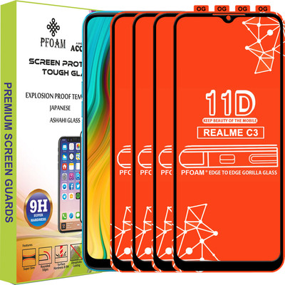 PFOAM Edge To Edge Tempered Glass for REALME C3(Pack of 4)
