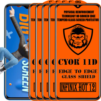 CYOR Edge To Edge Tempered Glass for INFINIX HOT 12(Pack of 5)