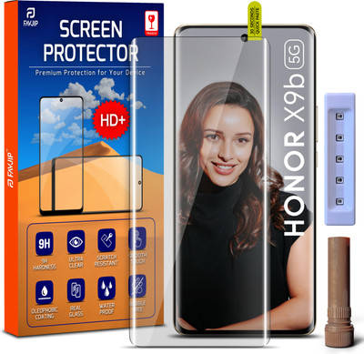 FAVJIP Edge To Edge Tempered Glass for Honor X9B 5G, 3D Curved UV Liquide Glue Screen Guard Protector with Easy Installation Kit(Pack of 1)