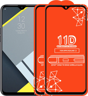 Qyist Edge To Edge Tempered Glass for Realme C2(Pack of 2)