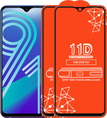 Qyist Edge To Edge Tempered Glass for Vivo Y91(Pack of 2)