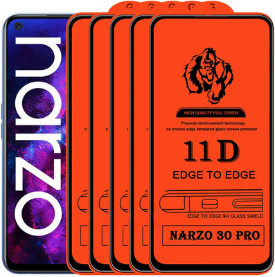 9H Edge To Edge Tempered Glass for Realme Narzo 30 Pro(Pack of 5)