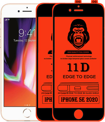 Laxdom Edge To Edge Tempered Glass for APPLE IPHONE SE 2020(Pack of 2)