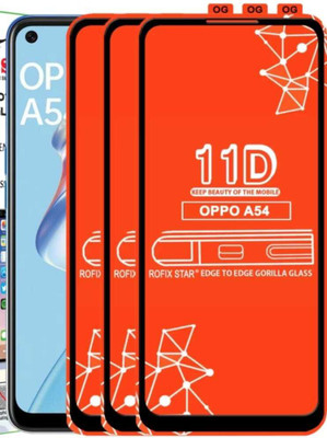 mbeat Edge To Edge Tempered Glass for primium qualityfor OPPO a54 glass(Pack of 3)