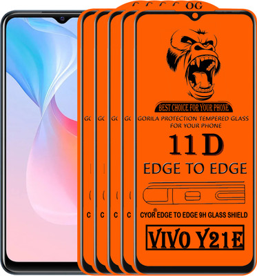 CYOR Edge To Edge Tempered Glass for VIVO Y21E(Pack of 5)