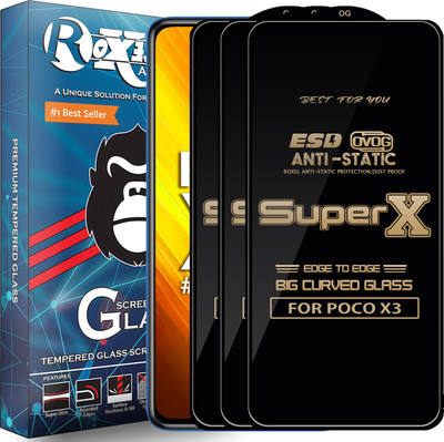 Roxel Edge To Edge Tempered Glass for POCO X3(Pack of 3)