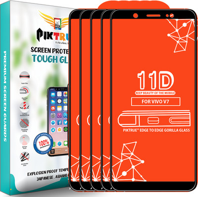 PikTrue Edge To Edge Tempered Glass for VIVO V7 Plus(Pack of 5)