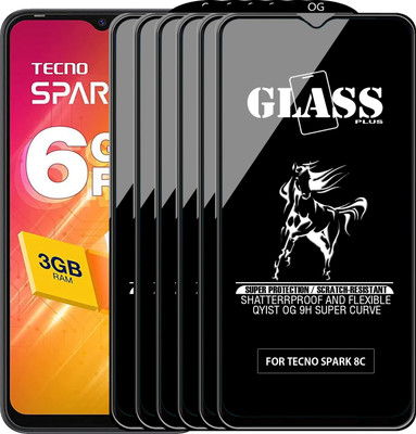 Qyist Edge To Edge Tempered Glass for TECNO SPARK 8C(Pack of 6)