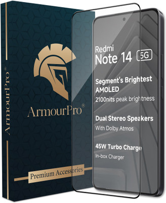 ArmourPro Edge To Edge Tempered Glass for Redmi Note 14 5G, Redmi Note 14, Note 14 5G(Pack of 1)