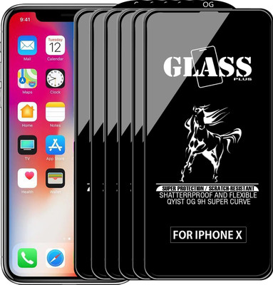 Qyist Edge To Edge Tempered Glass for Apple iPhone X(Pack of 6)
