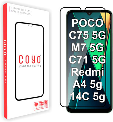 Coyo Edge To Edge Tempered Glass for REDMI A4 5G, Redmi 14C 5G, realme C75 5G, POCO M7 5G, POCO C71 5G(Pack of 1)
