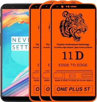 HIE POWER Edge To Edge Tempered Glass for OnePlus 5T-11D -Screen Protector Full HD Quality Tempered Glass Anti-Scratch Edge to Edge Coverage with Easy Installation Kit-11D(Pack of 3)