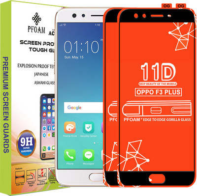 PFOAM Edge To Edge Tempered Glass for OPPO F3 PLUS(Pack of 2)
