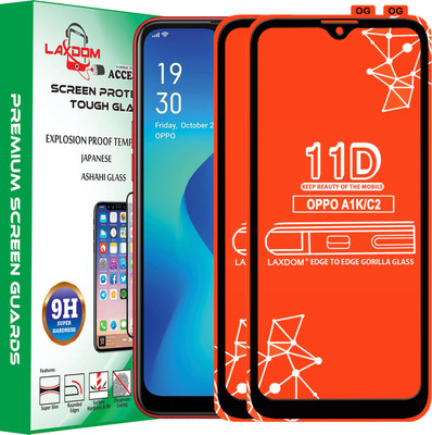 Laxdom Edge To Edge Tempered Glass for REALME C2(Pack of 2)