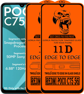 TWIGLO Edge To Edge Tempered Glass for REDMI POCO C75 5G(Pack of 3)