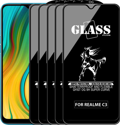 Qyist Edge To Edge Tempered Glass for REALME C3(Pack of 5)