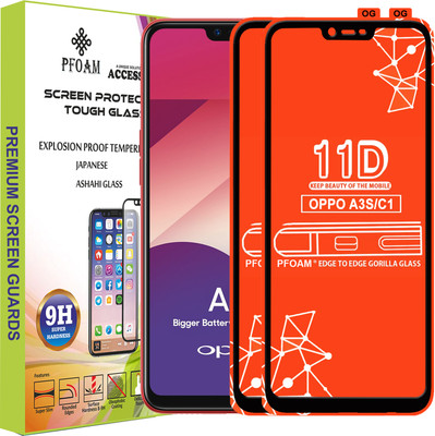 PFOAM Edge To Edge Tempered Glass for Oppo A3s(Pack of 2)