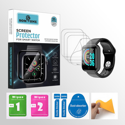 SOMTONE Edge To Edge Tempered Glass for BOULT Swing 1.9 INCH Smartwatch 4 PROTECTOR + 4 WIPES + 4 DUST REMOVAL STICKER + 1 WIPER(Pack of 4)