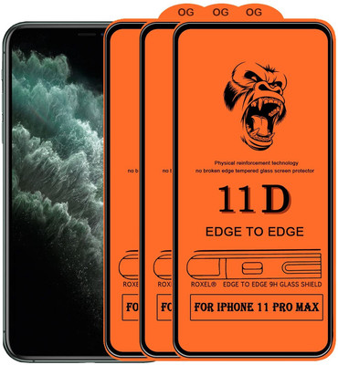 9H Edge To Edge Tempered Glass for Apple iPhone 11 Pro Max -11D ( 9H Quality Pack of 3)(Pack of 3)