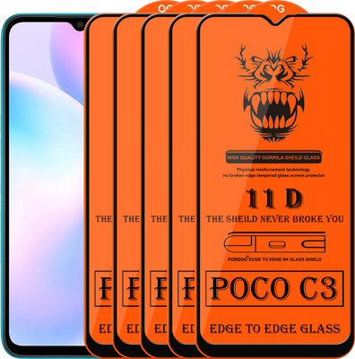 Forego Edge To Edge Tempered Glass for Poco C3(Pack of 5)