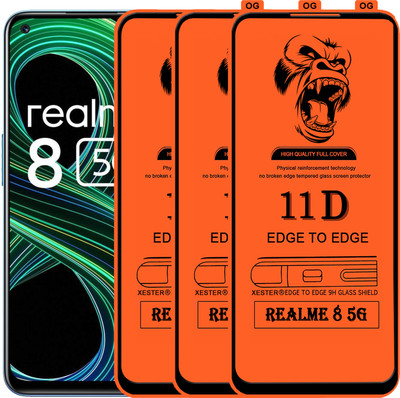 PFOAM Edge To Edge Tempered Glass for REALME 8 5G(Pack of 3)