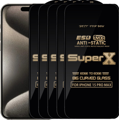Roxel Edge To Edge Tempered Glass for IPHONE 15 PRO MAX(Pack of 5)