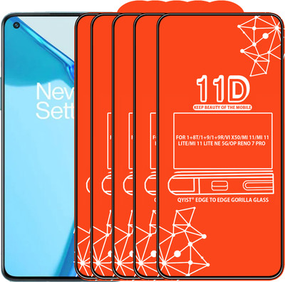 Qyist Edge To Edge Tempered Glass for FOR ONEPLUS 8T, ONEPLUS 9, ONEPLUS 9R, VIVO X50, REDMI 11, REDMI 11 LITE, REDMI 11 LITE NE 5G, OPPO RENO 7 PRO(Pack of 5)