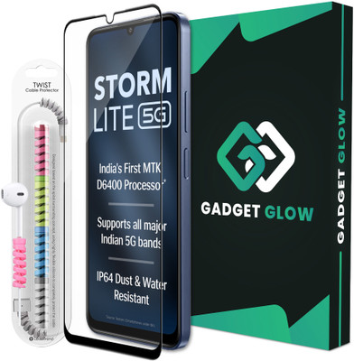 Gadget Glow Edge To Edge Tempered Glass for Lava Storm Lite 5G, Lava Storm Lite, OG Tempered Glass with Cable Protector(Pack of 1)