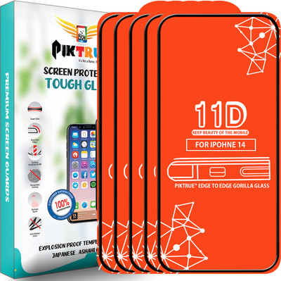 PikTrue Edge To Edge Tempered Glass for Iphone 14(Pack of 5)