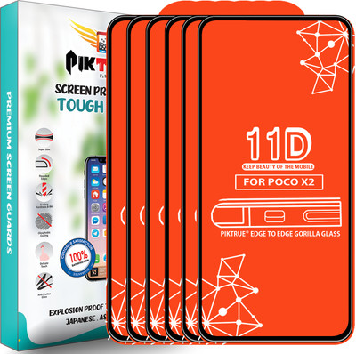 PikTrue Edge To Edge Tempered Glass for Poco X2(Pack of 6)