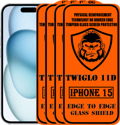 TWIGLO Edge To Edge Tempered Glass for IPHONE 15(Pack of 4)