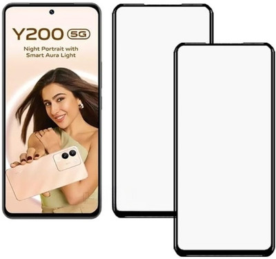 NaturalBuy Edge To Edge Tempered Glass for Vivo Y200 5G-| / Tempered Glass | Screen Protector Full HD Quality Tempered Glass Anti-Scratch Edge to Edge Coverage with Easy Installation Kit (Black) |(Pack of 2)