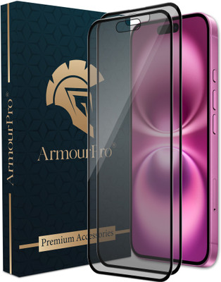 ArmourPro Edge To Edge Tempered Glass for iPhone 16 Plus, Apple iPhone 16 Plus, 16 Plus, Matte Finish Glass(Pack of 2)