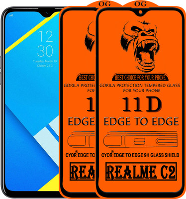 CYOR Edge To Edge Tempered Glass for REALME C2(Pack of 2)