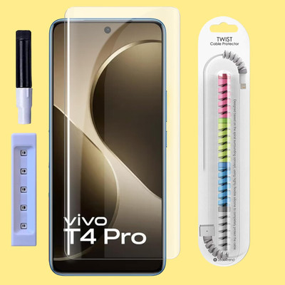 GORILLA FIVE Edge To Edge Tempered Glass for Vivo T4 Pro, Vivo T4 Pro 5G ( With 1 Cable Protector )(Pack of 1)