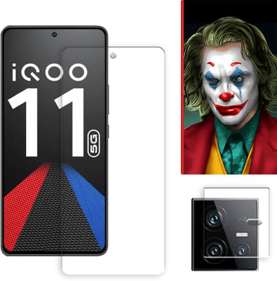 ARBAN Edge To Edge Tempered Glass for iQOO 11 5G Tempered Screen Protector | Anti-Scratch | Edge to Edge Full Coverage | 9H Hardness ( 1 FRONT SCREEN GUARD + 1 CAMERA LENS PROTECTOR + 1 FREE BACK EMBOSSED SKIN026 )(Pack of 1)