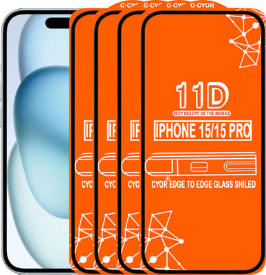 CYOR Edge To Edge Tempered Glass for IPHONE 15(Pack of 4)