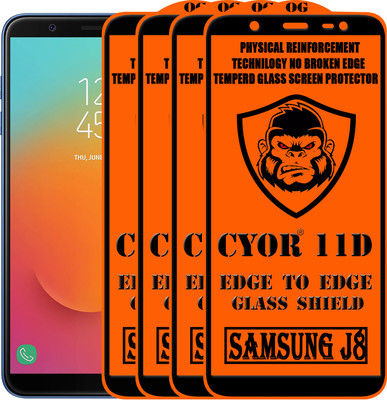 CYOR Edge To Edge Tempered Glass for Samsung Galaxy J8(Pack of 4)
