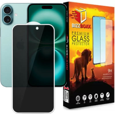 BizzBoxx Edge To Edge Tempered Glass for Apple iPhone 16, iPhone 16, I phone 16, iphone16, Precise Curved Edges, Scratch Guard, temper glass guard, privacy screen guard, temper glass, Privacy(Pack of 1)