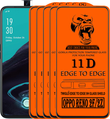 TWIGLO Edge To Edge Tempered Glass for Oppo Reno2 F(Pack of 5)