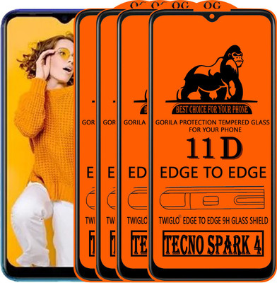TWIGLO Edge To Edge Tempered Glass for TECNO SPARK 4(Pack of 4)