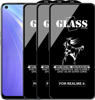 Qyist Edge To Edge Tempered Glass for REALME 6(Pack of 3)