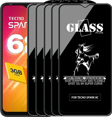 Qyist Edge To Edge Tempered Glass for TECNO SPARK 8C(Pack of 5)