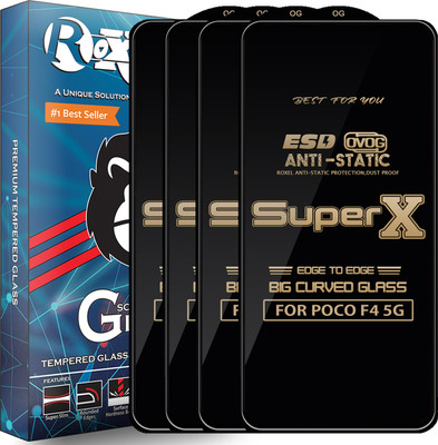 Roxel Edge To Edge Tempered Glass for POCO F4 5G(Pack of 4)