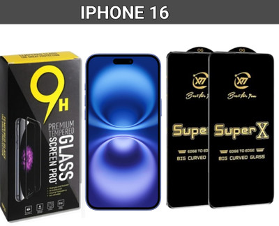 SuperX Edge To Edge Tempered Glass for Iphone16(Pack of 2)