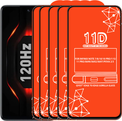 Qyist Edge To Edge Tempered Glass for FOR INFINIX NOTE 7, INFINIX NOTE 8, INFINIX NOTE 10, INFINIX NOTE 10 PRO, INFINIX NOTE 11S, INFINIX NOTE 11 PRO, TECNO POVA 2, TECNO POVA 3(Pack of 5)