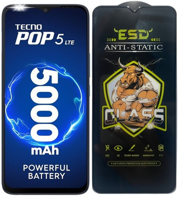 Resolute Edge To Edge Tempered Glass for Tecno Pop 5 LTE, ESD Tempered Glass, ESD Screen Protector, Anti Static, Screen Protector(Pack of 1)
