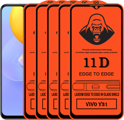 Laxdom Edge To Edge Tempered Glass for VIVO Y31(Pack of 5)